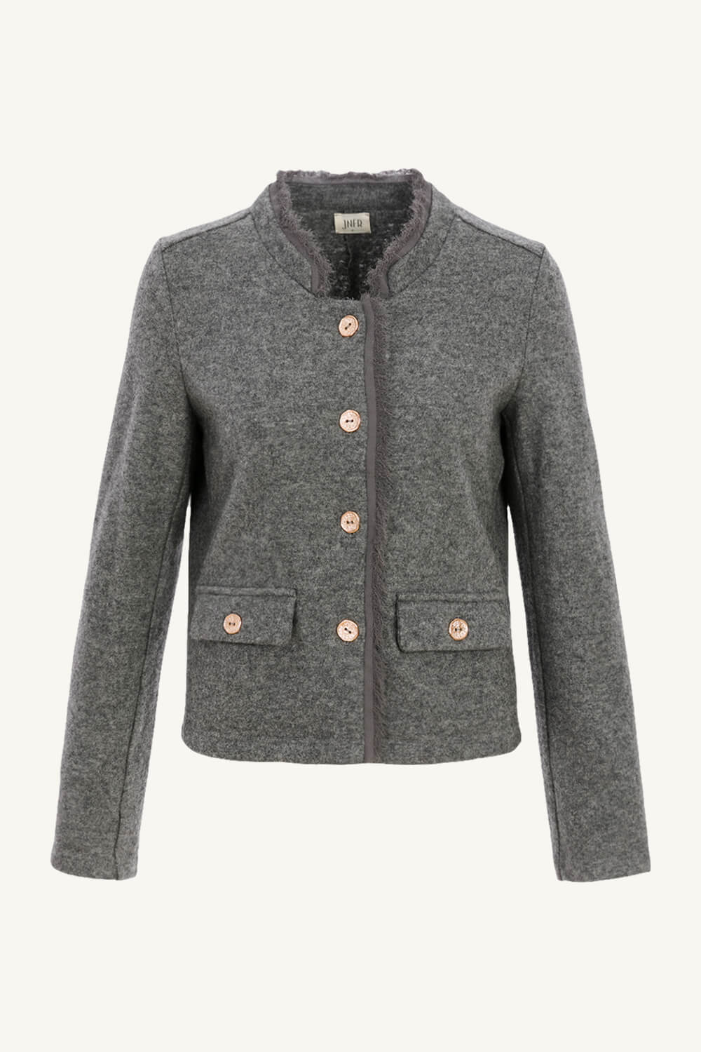 front 雪紡拼接開襟衫