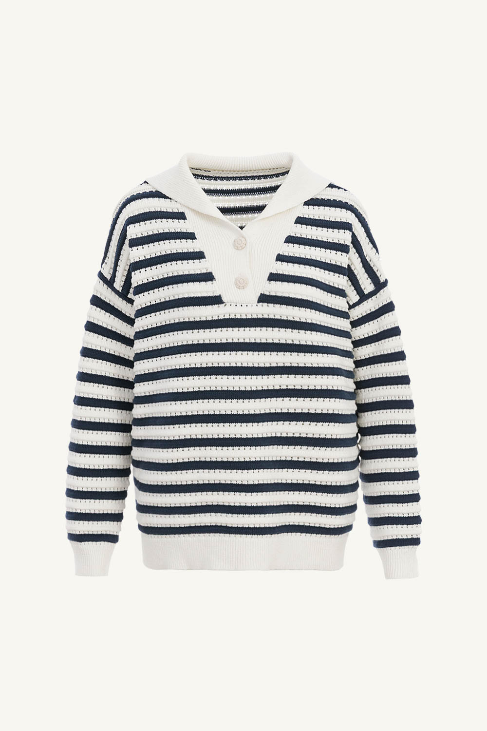 front 條紋立體針織上衣