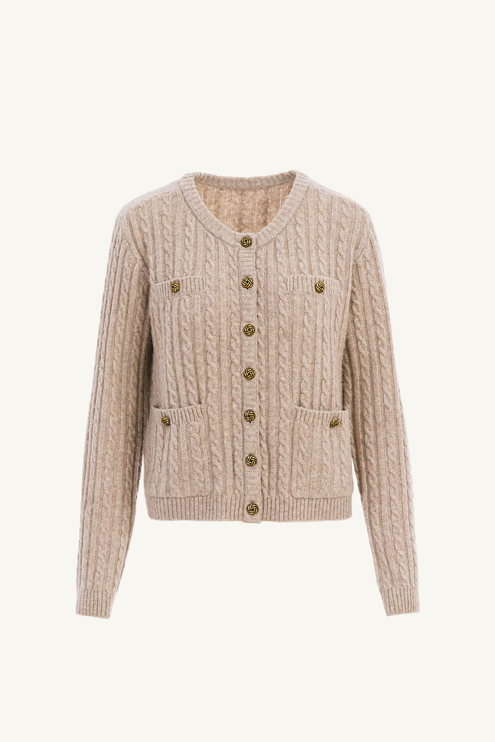 front 麻花口袋針織外套