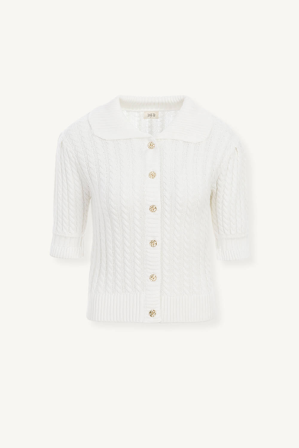 front 麻花澎袖開襟衫