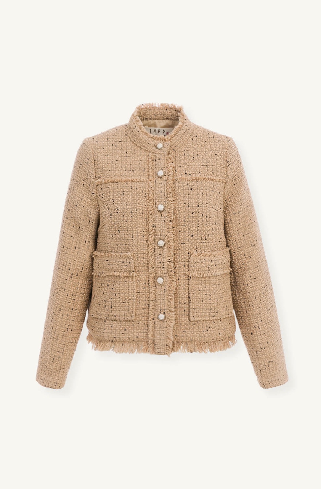 front 毛呢抽鬚開襟外套