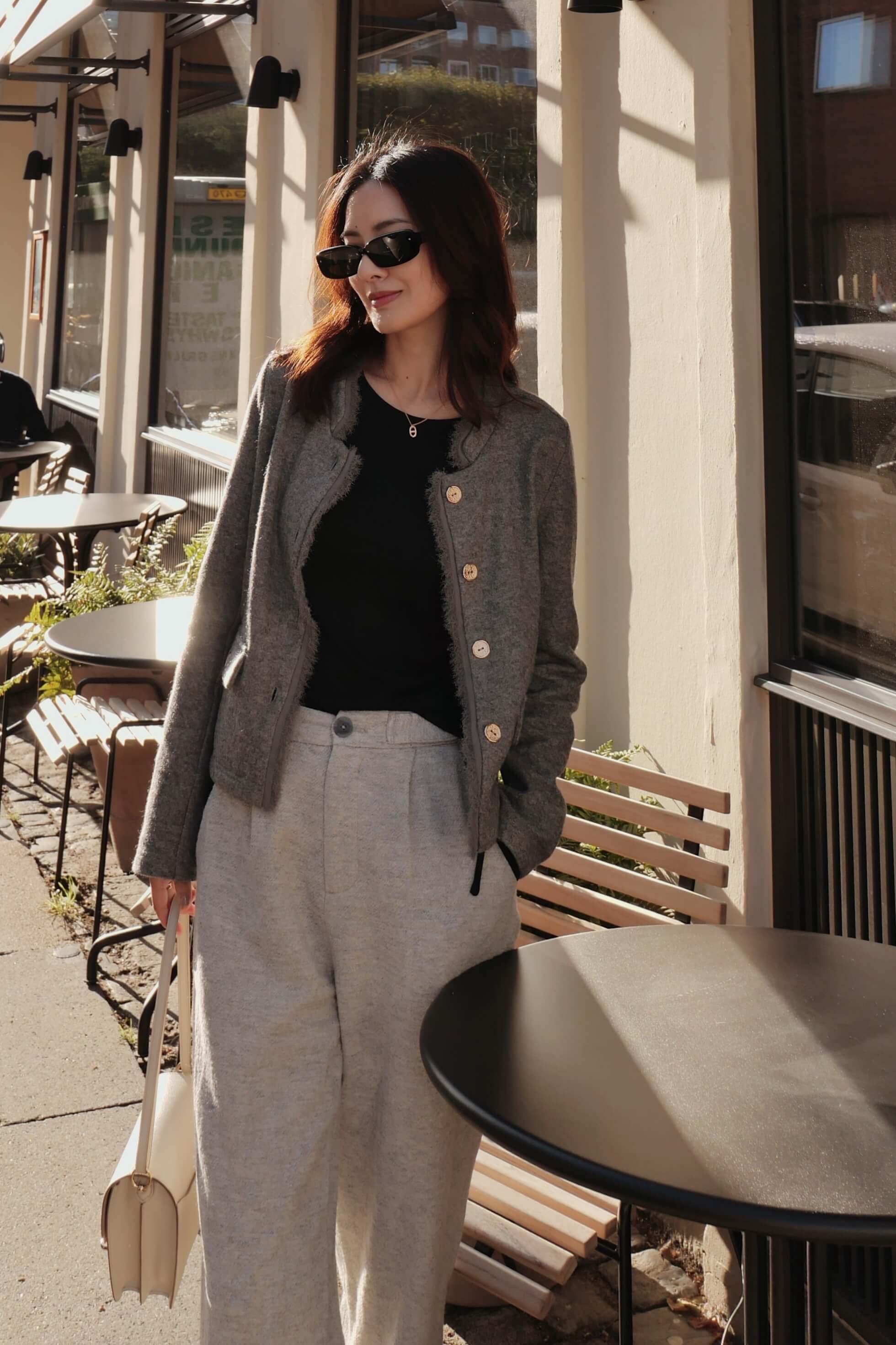 back 雪紡拼接開襟衫